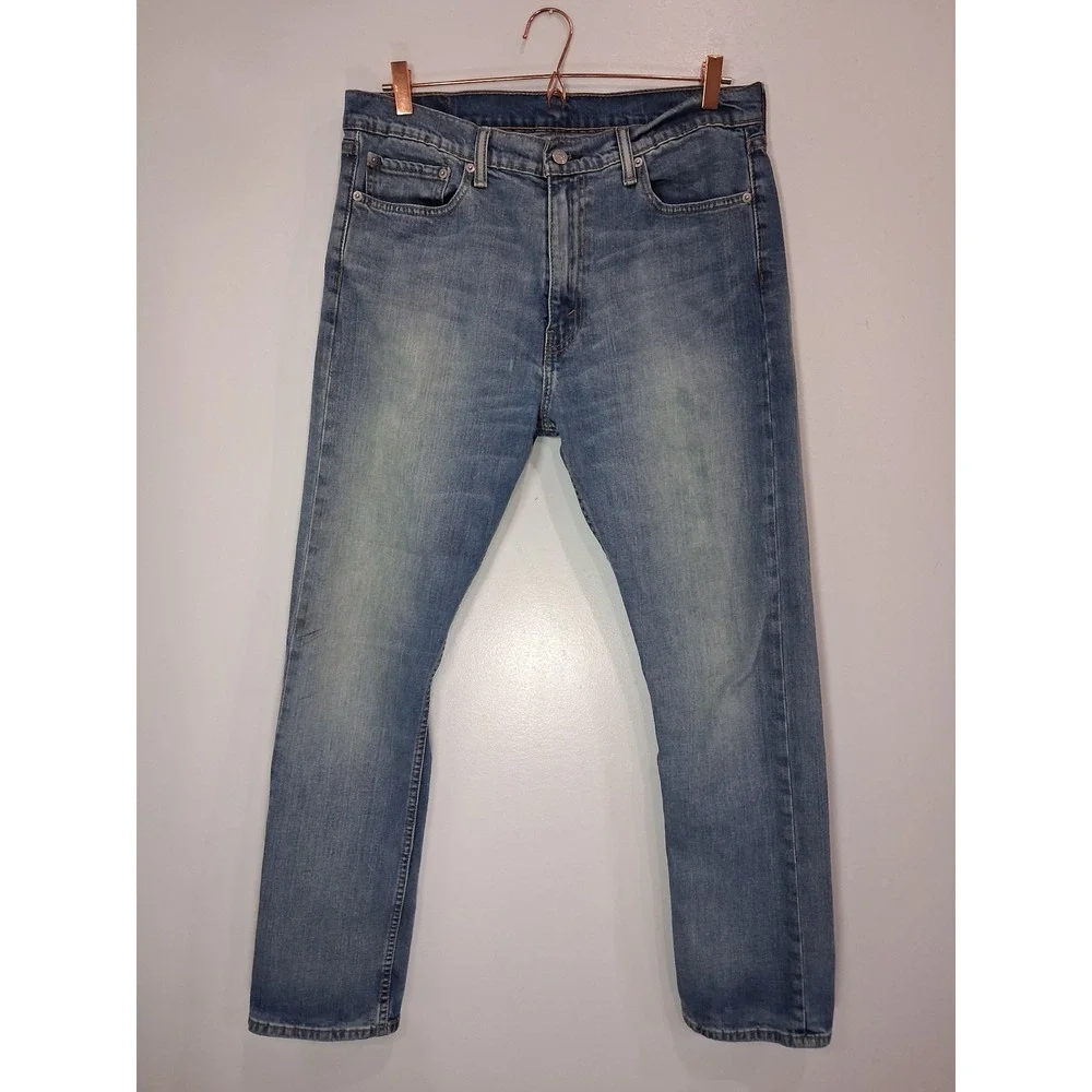 Levis 513 Slim Straight Jeans Mens 36x32 Medium Wash Blue Denim 08513-0142